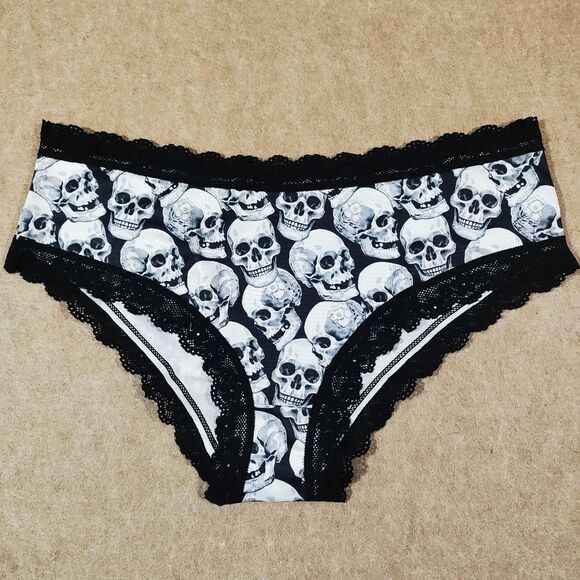 Gothic Hipster Lace Lingerie 3 Piece Panty Set Large -B - Picture 3 of 6